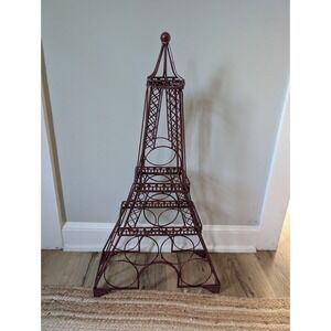 29" Eiffel Tower Free Standing Wine Rack Red Metal Holds 6 Bottles
